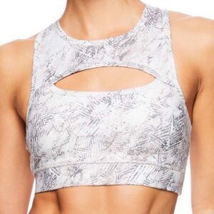 NWT GAIAM white Cut Out Abstract Print Sports Bra Small